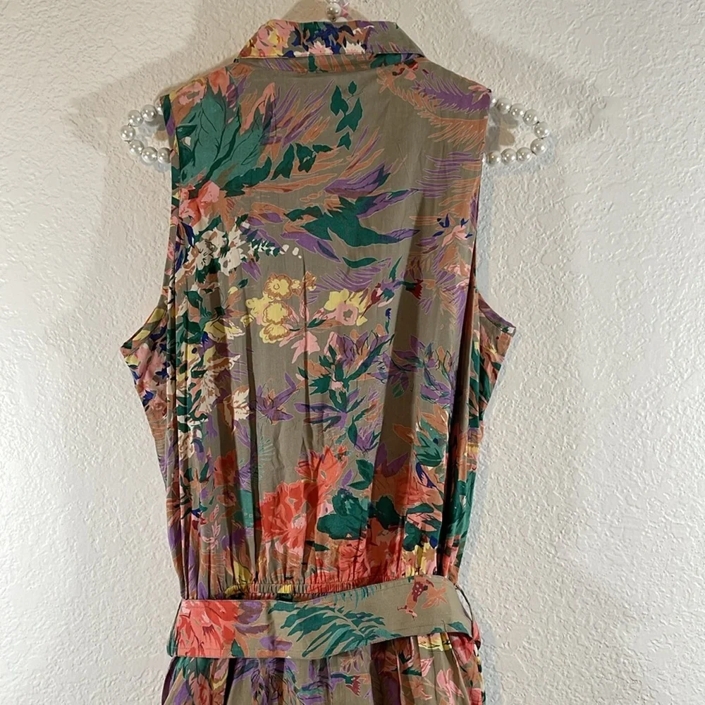 TOGETHER! Vintage Floral Button-Down Belted Maxi Dress with Pockets Size 12 - Picture 5 of 7